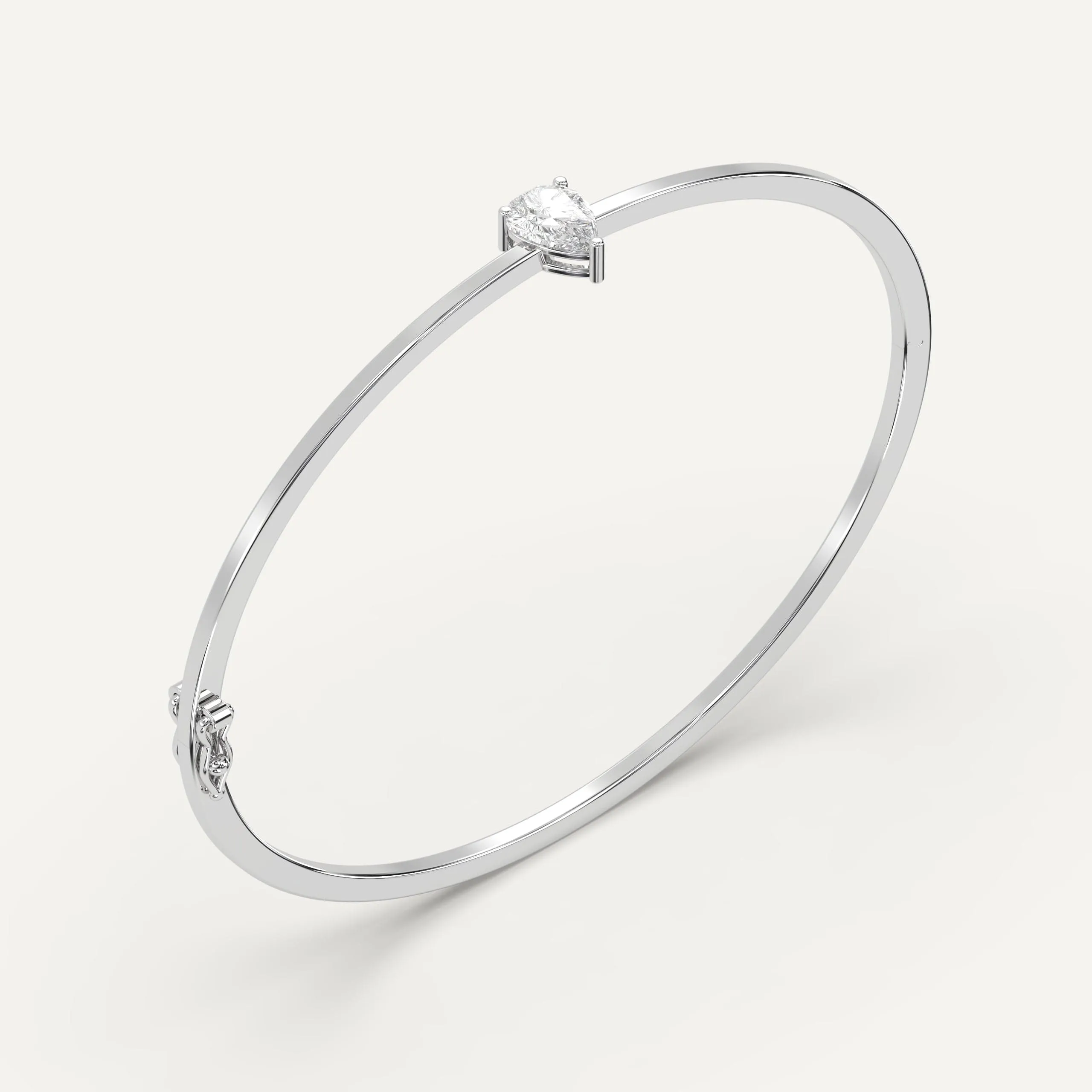 1 carat Pear Diamond Solitaire, Bangle Bracelet
