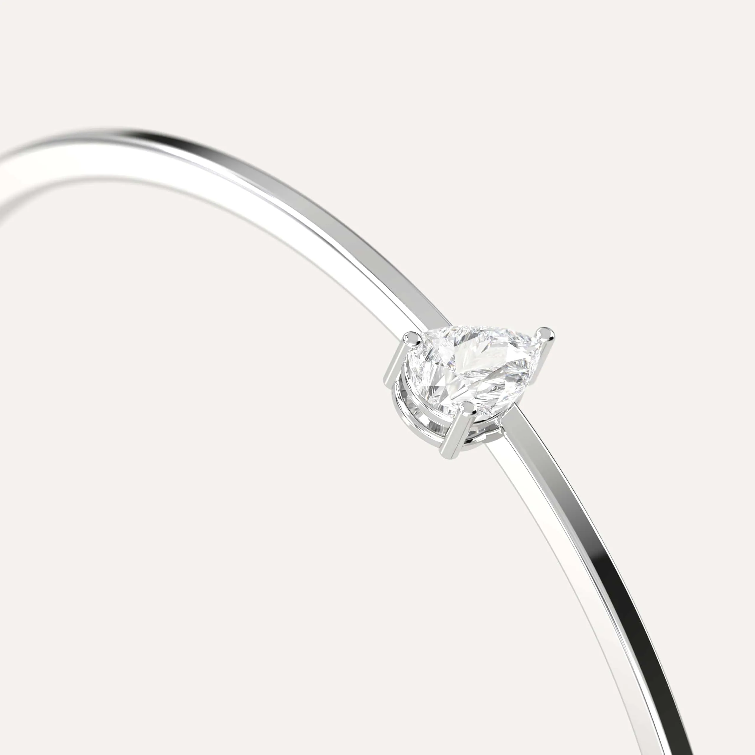 1 carat Pear Diamond Solitaire, Bangle Bracelet