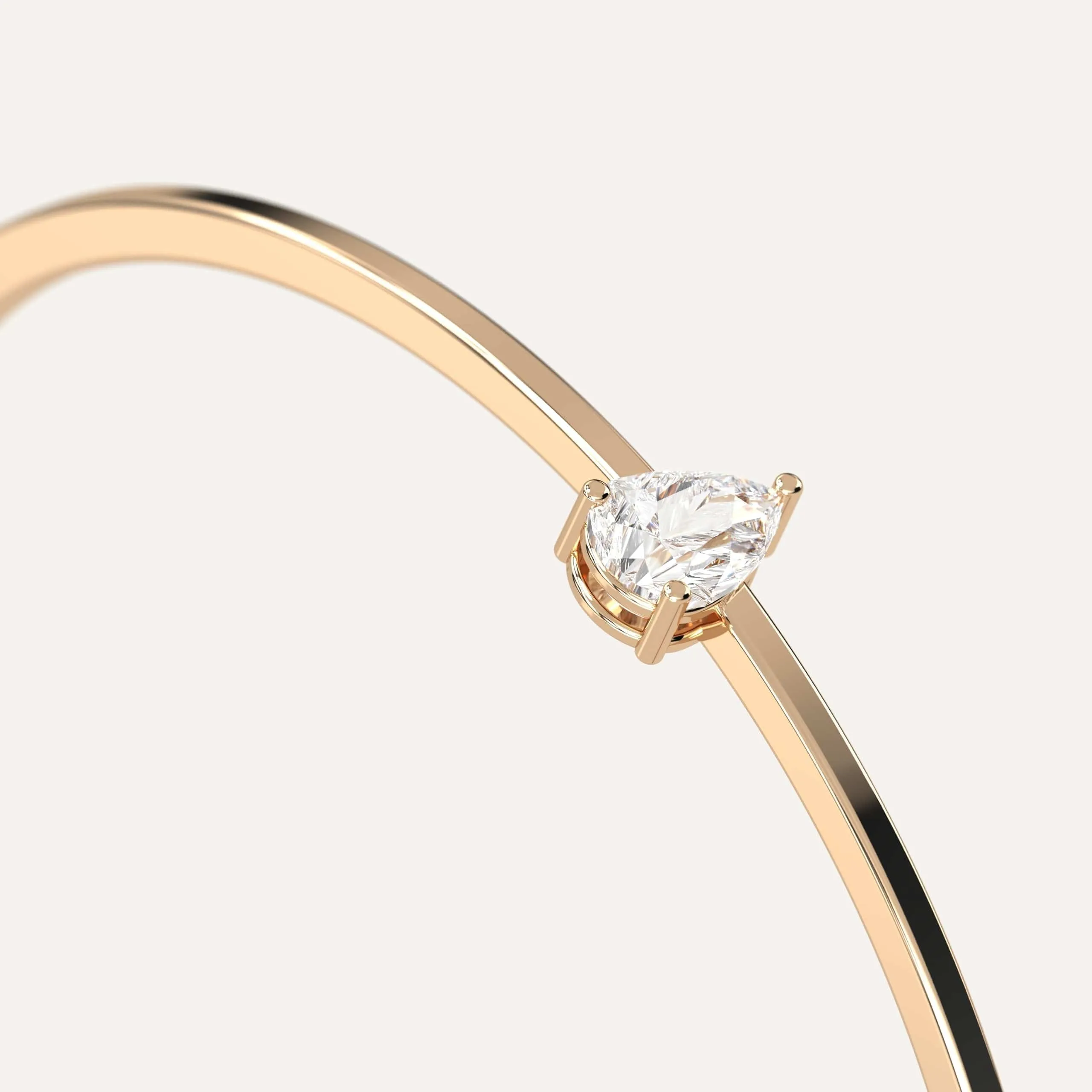 1 carat Pear Diamond Solitaire, Bangle Bracelet
