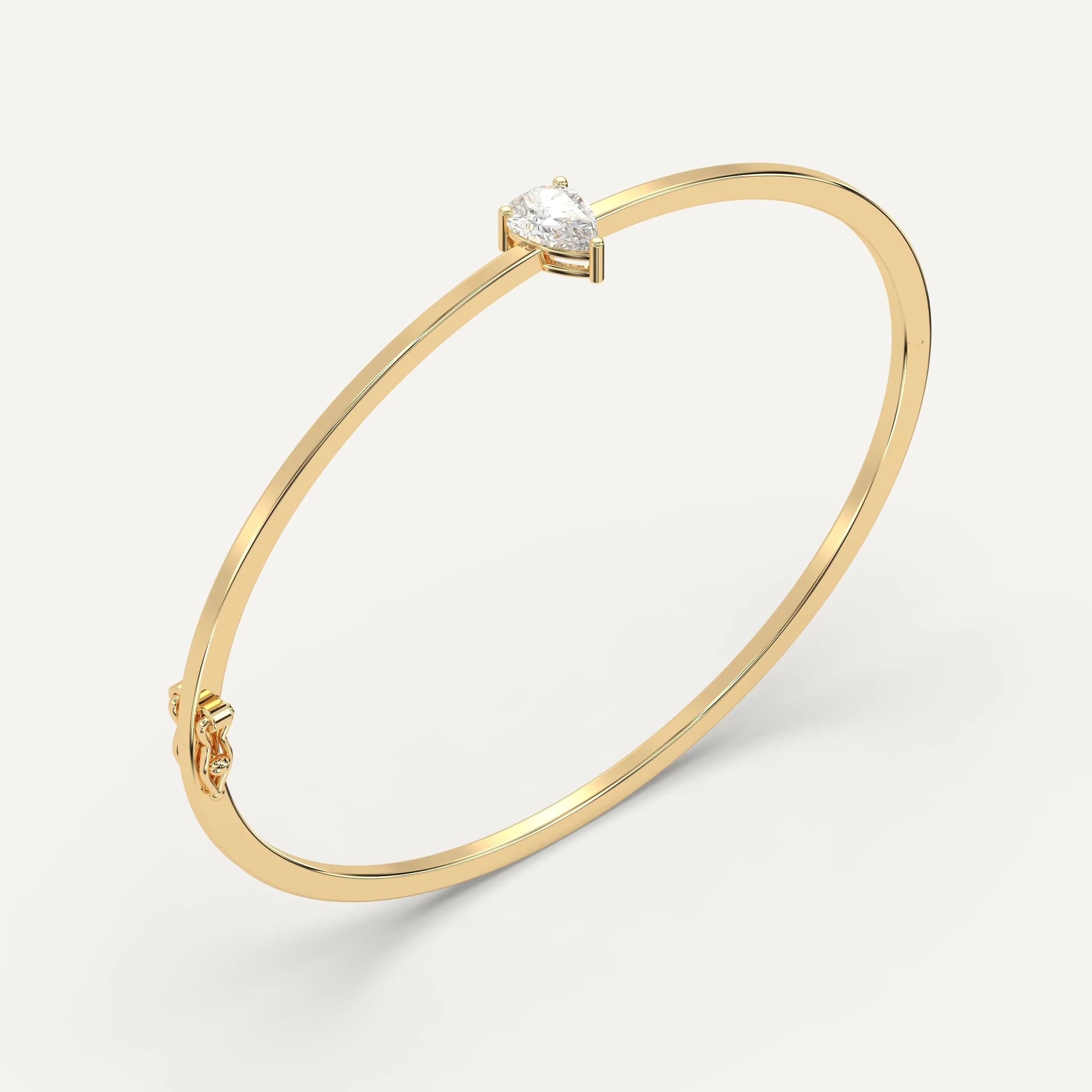 1 carat Pear Diamond Solitaire, Bangle Bracelet