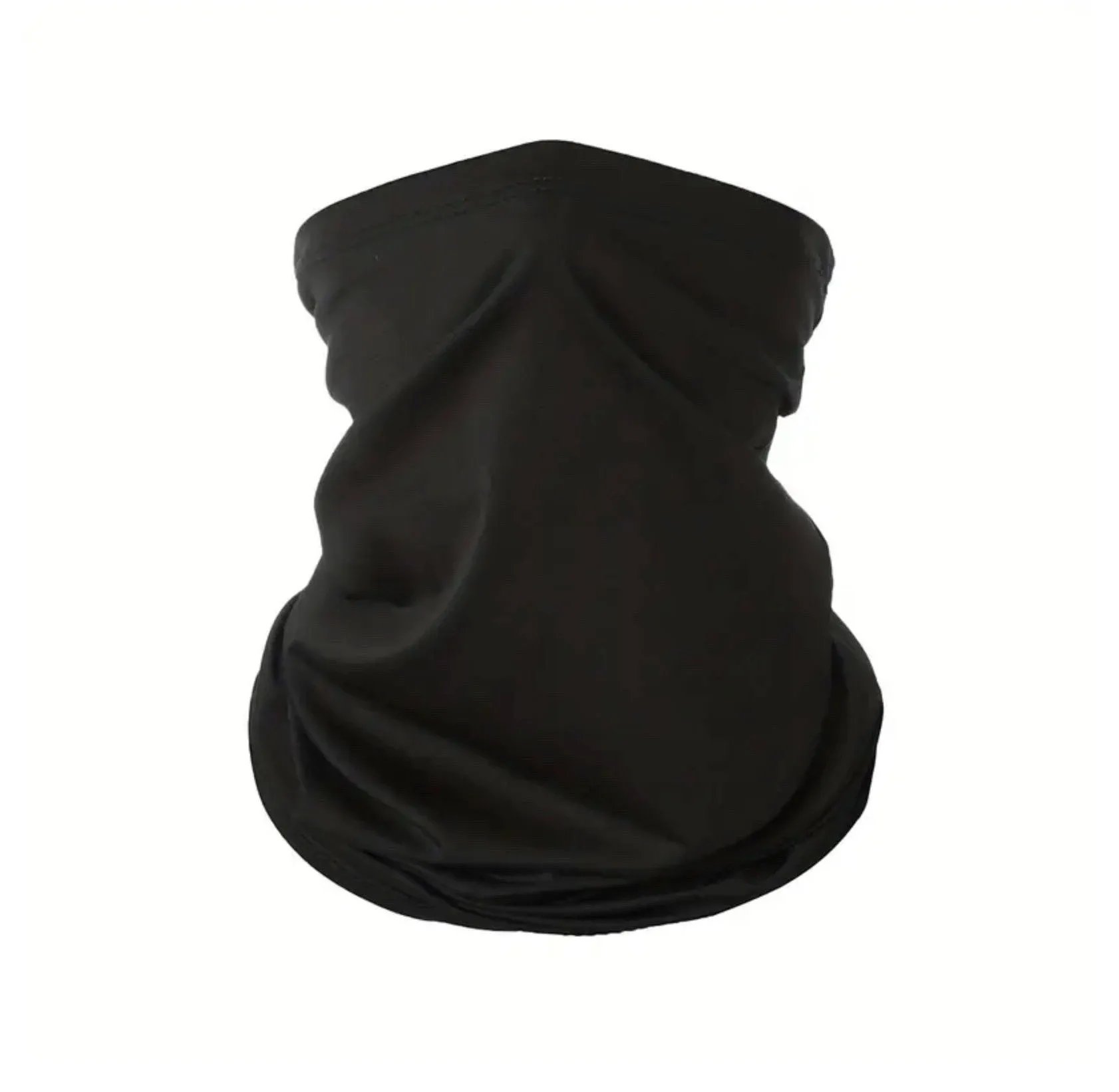 Adult Unisex Neck Scarf, Shield, Gaiter, Balaclava, Elastic Face Mask - Black