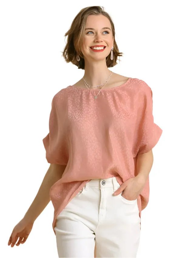 Animal Jacquard Dolman Sleeve Top, Rose