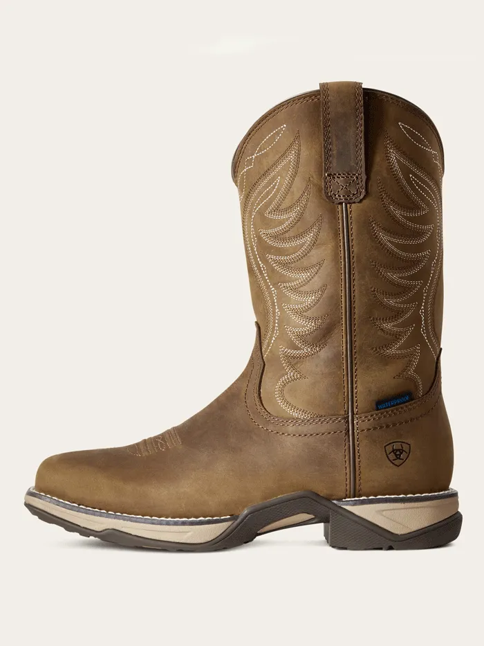 Ariat 10029528 Womens Anthem Waterproof Western Boot Distressed Brown