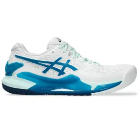 Asics Gel-Resolution 9 Womens Teal Blue/White Tennis Shoes for Optimum Performance