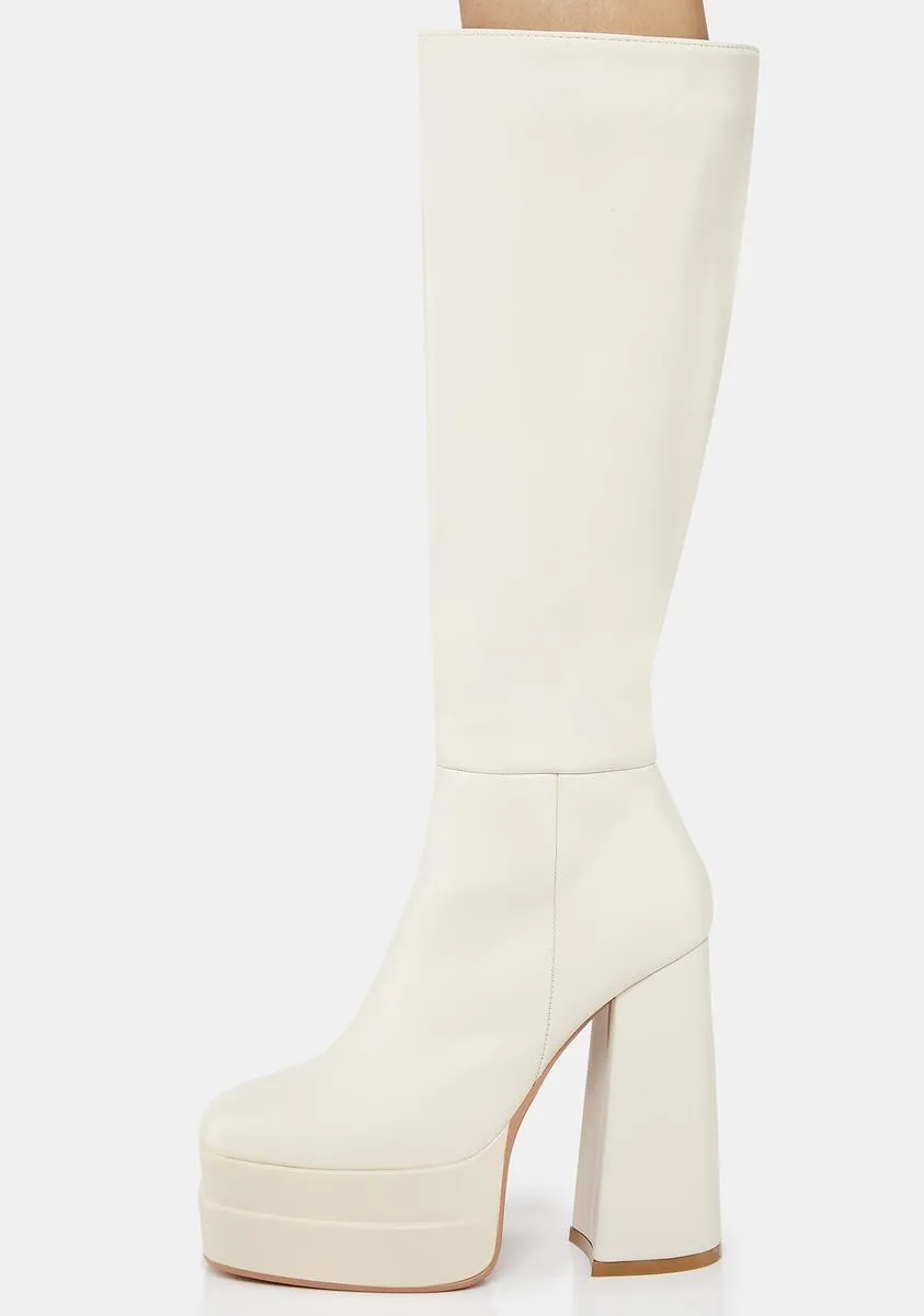 Beige In Your City Knee High Boots