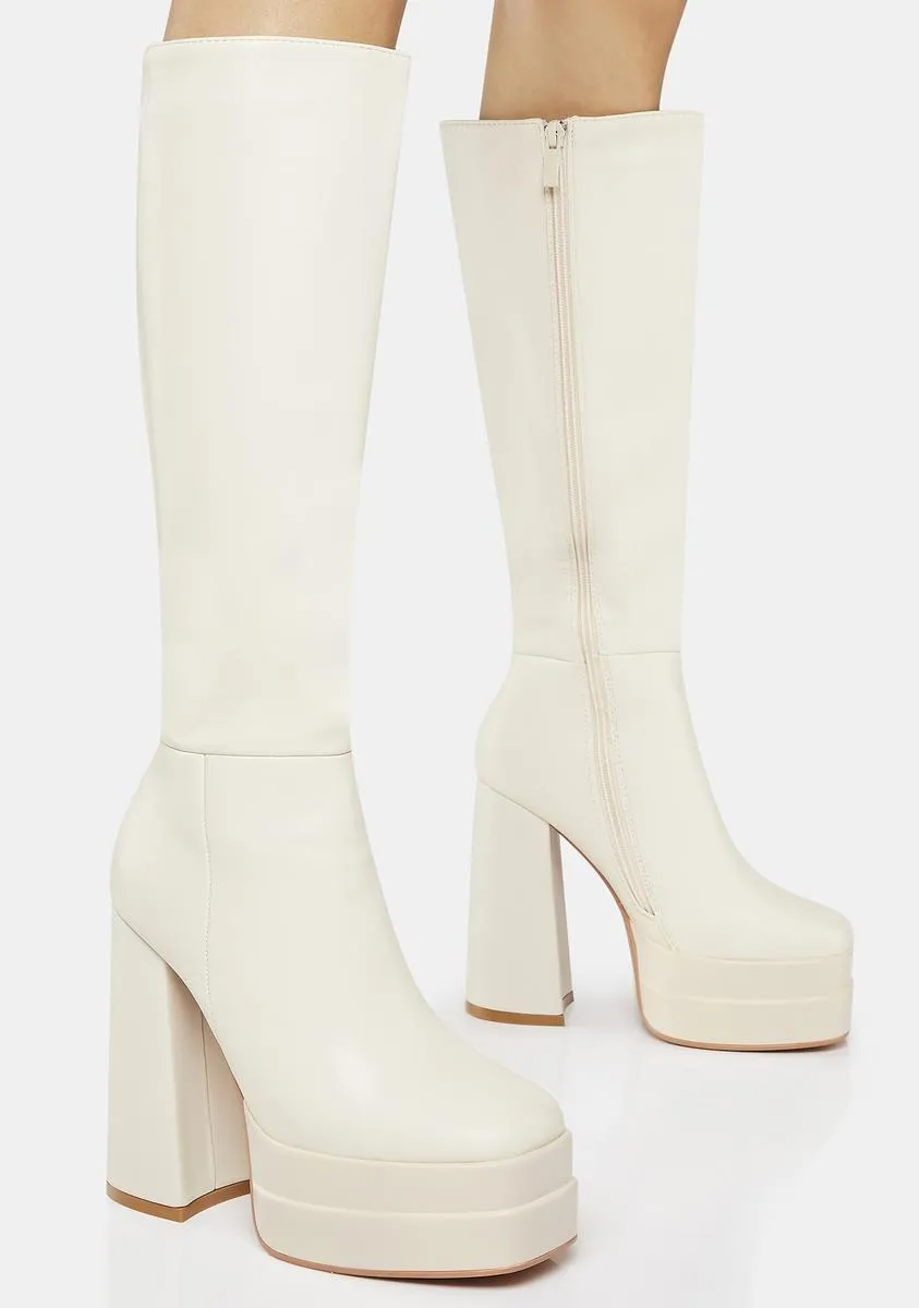 Beige In Your City Knee High Boots