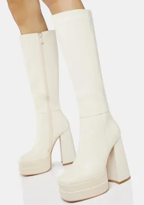 Beige In Your City Knee High Boots