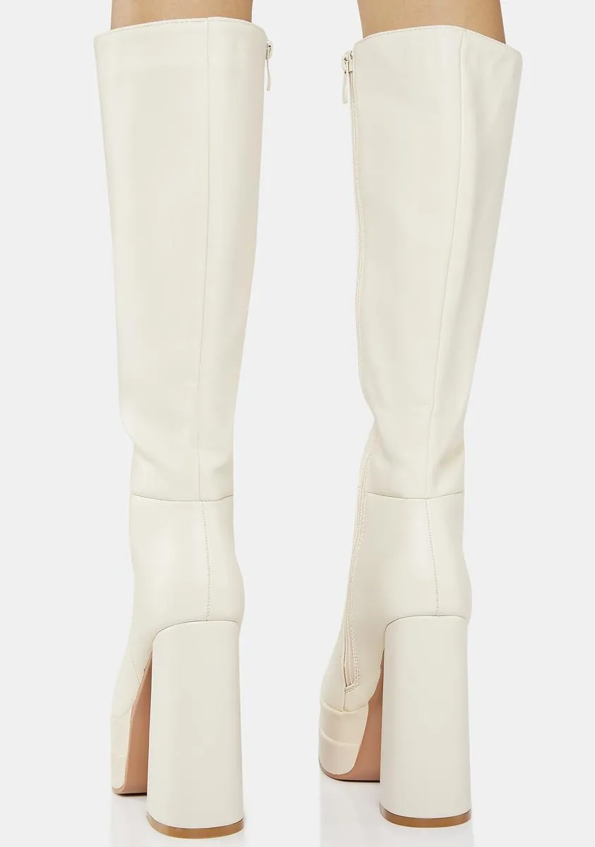 Beige In Your City Knee High Boots