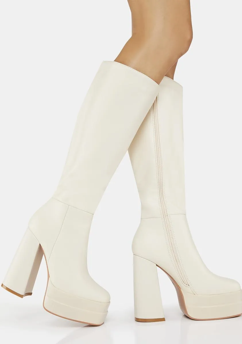 Beige In Your City Knee High Boots