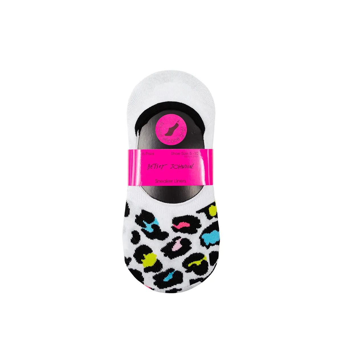 Betsey Johnson Women's Printed Foot Liners, No-Show Invisible Hidden Novelty Patterned Socks, 6 Pack