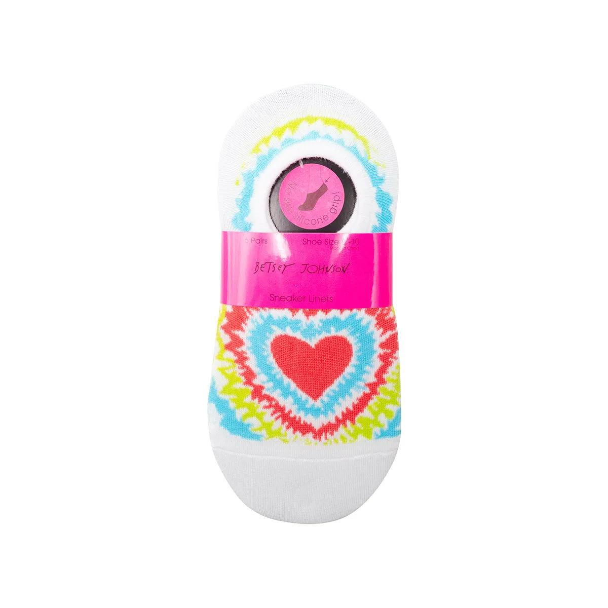 Betsey Johnson Women's Printed Foot Liners, No-Show Invisible Hidden Novelty Patterned Socks, 6 Pack