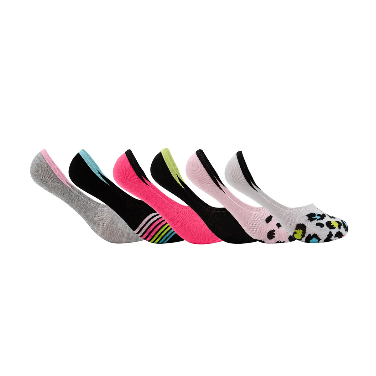 Betsey Johnson Women's Printed Foot Liners, No-Show Invisible Hidden Novelty Patterned Socks, 6 Pack