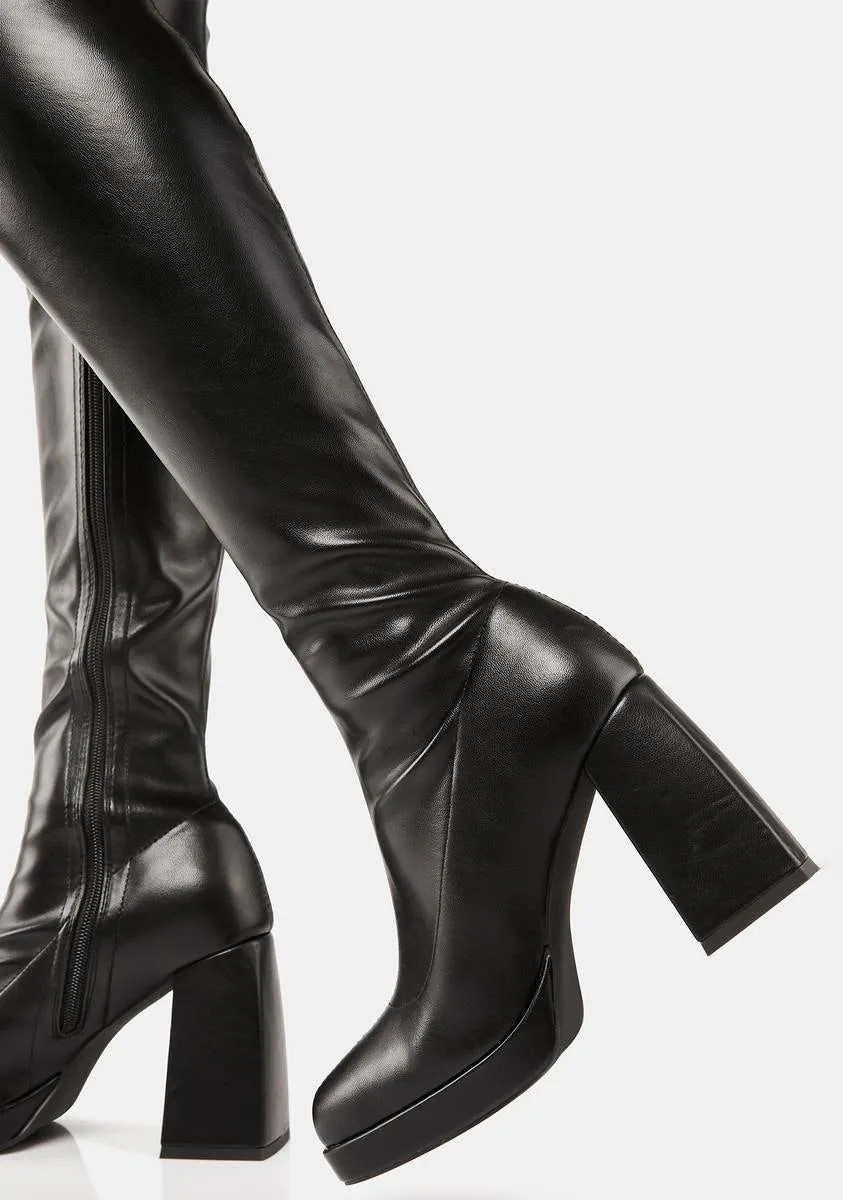 Black Aviva Knee High Boots