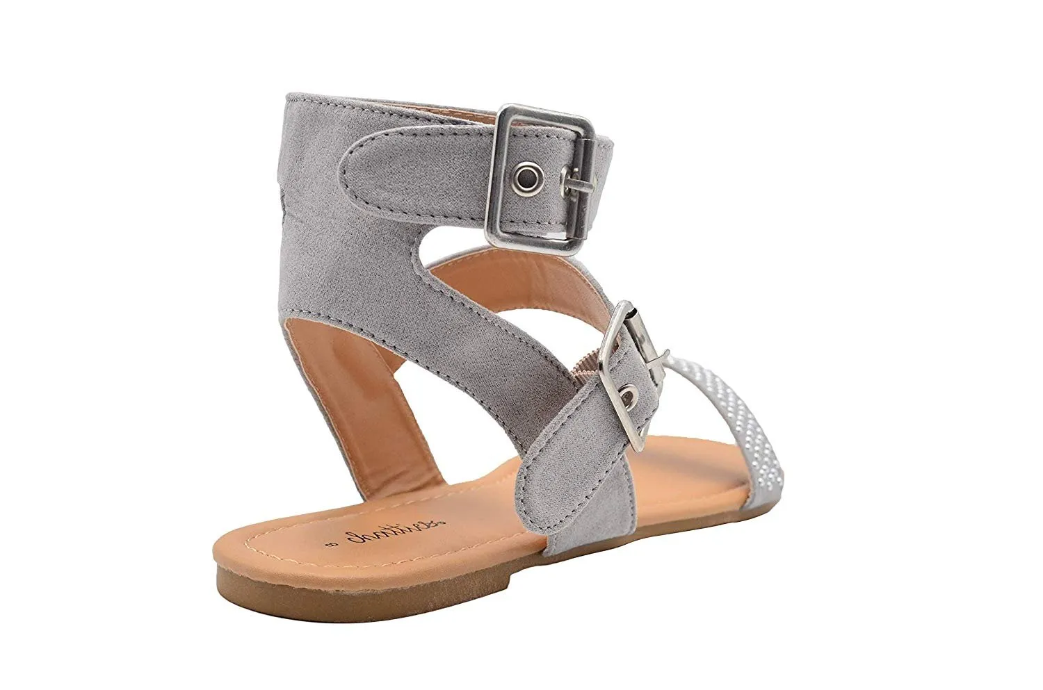 Chatties Ladies Gladiator Double Buckle Gladiator Flats with Studs
