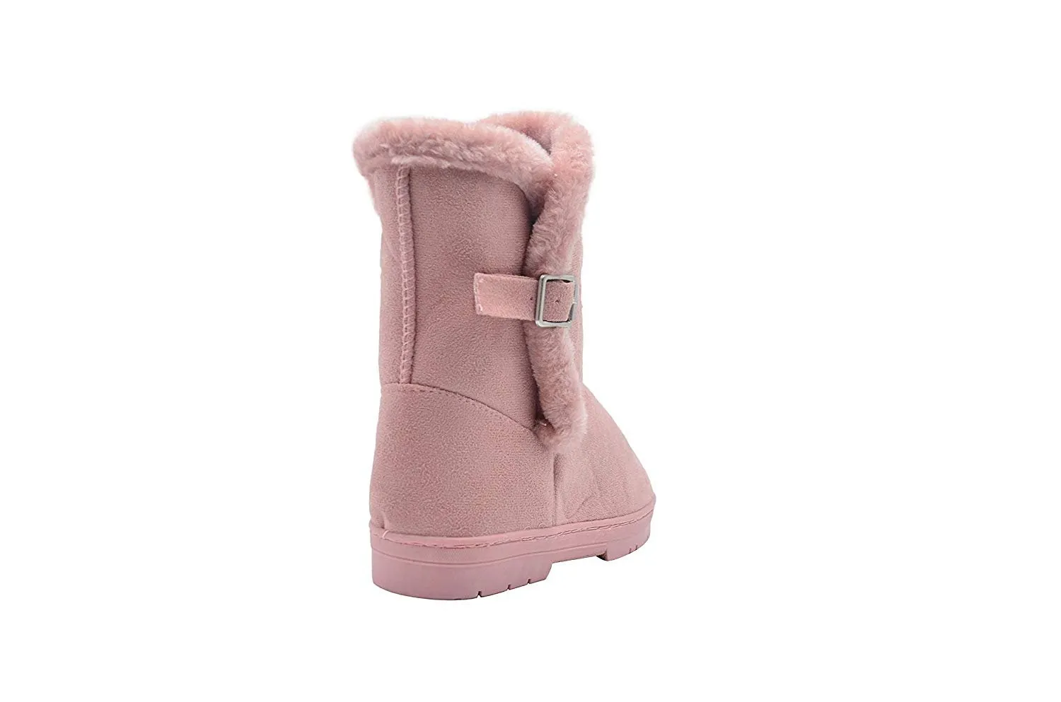 Chatz Women’s 8” Mid Calf Microsuede Winter Boots with Faux Fur Trim and Buckle