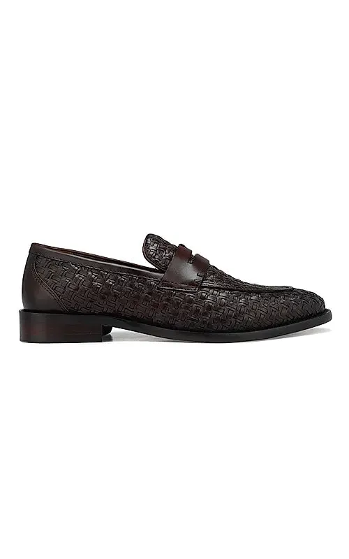 Coffee Textured Leather Loafers