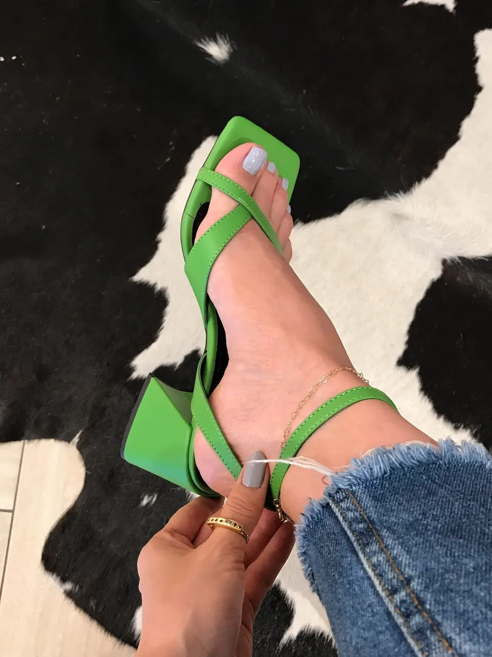 DEANWANGKT  2022 European and American New Foreign Trade Large Size Thick Heel Toe Covering Buckle Sandals Women's  Hollow Square Toe High Heels