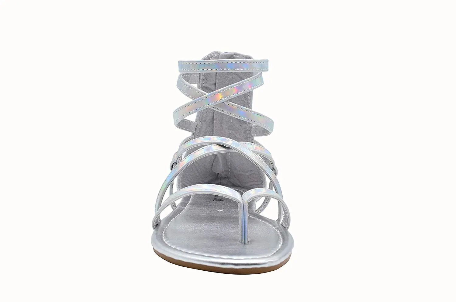 dELiAs Ladies Gladiator Holographic Gladiator Summer Flats
