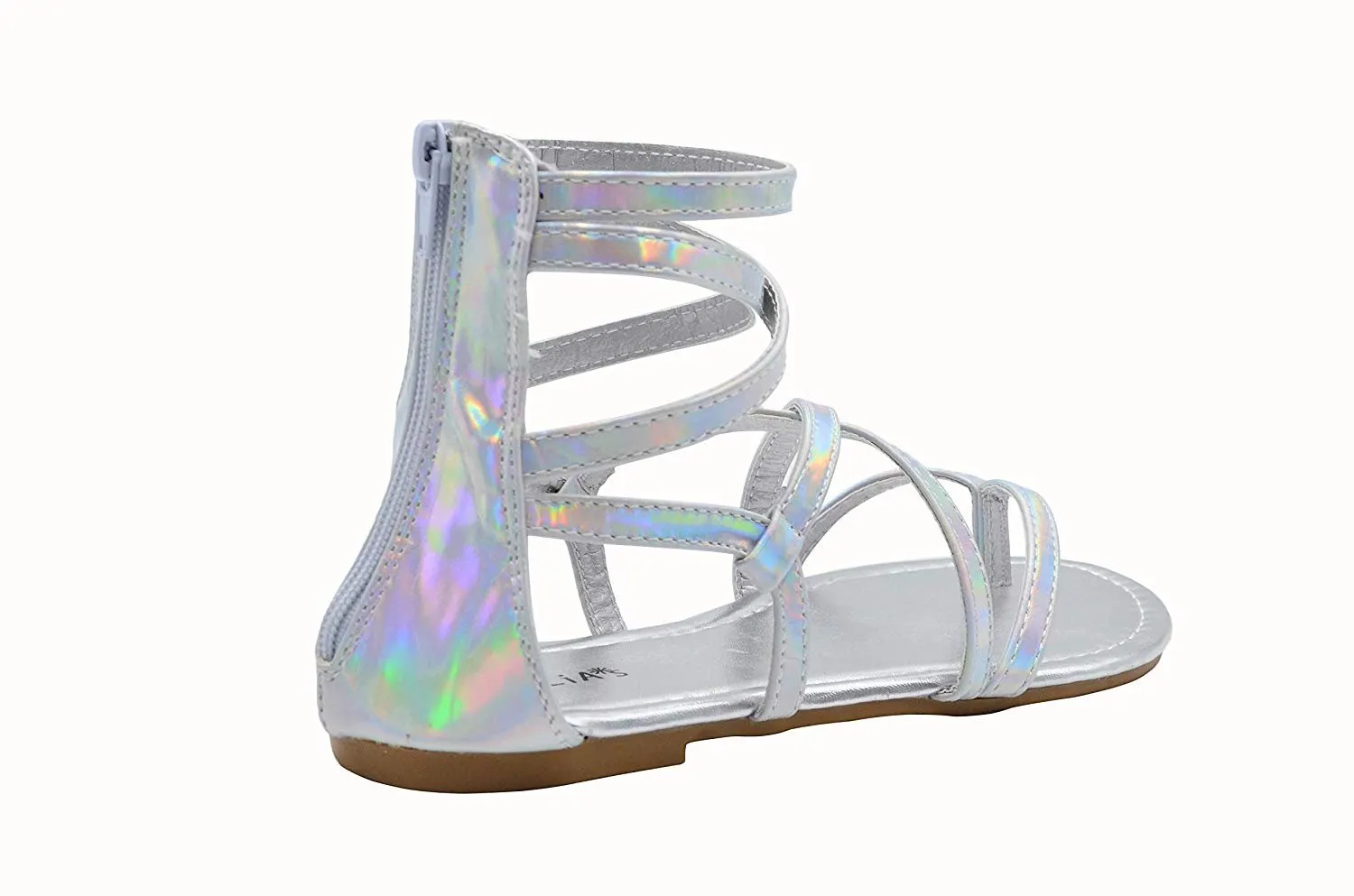 dELiAs Ladies Gladiator Holographic Gladiator Summer Flats