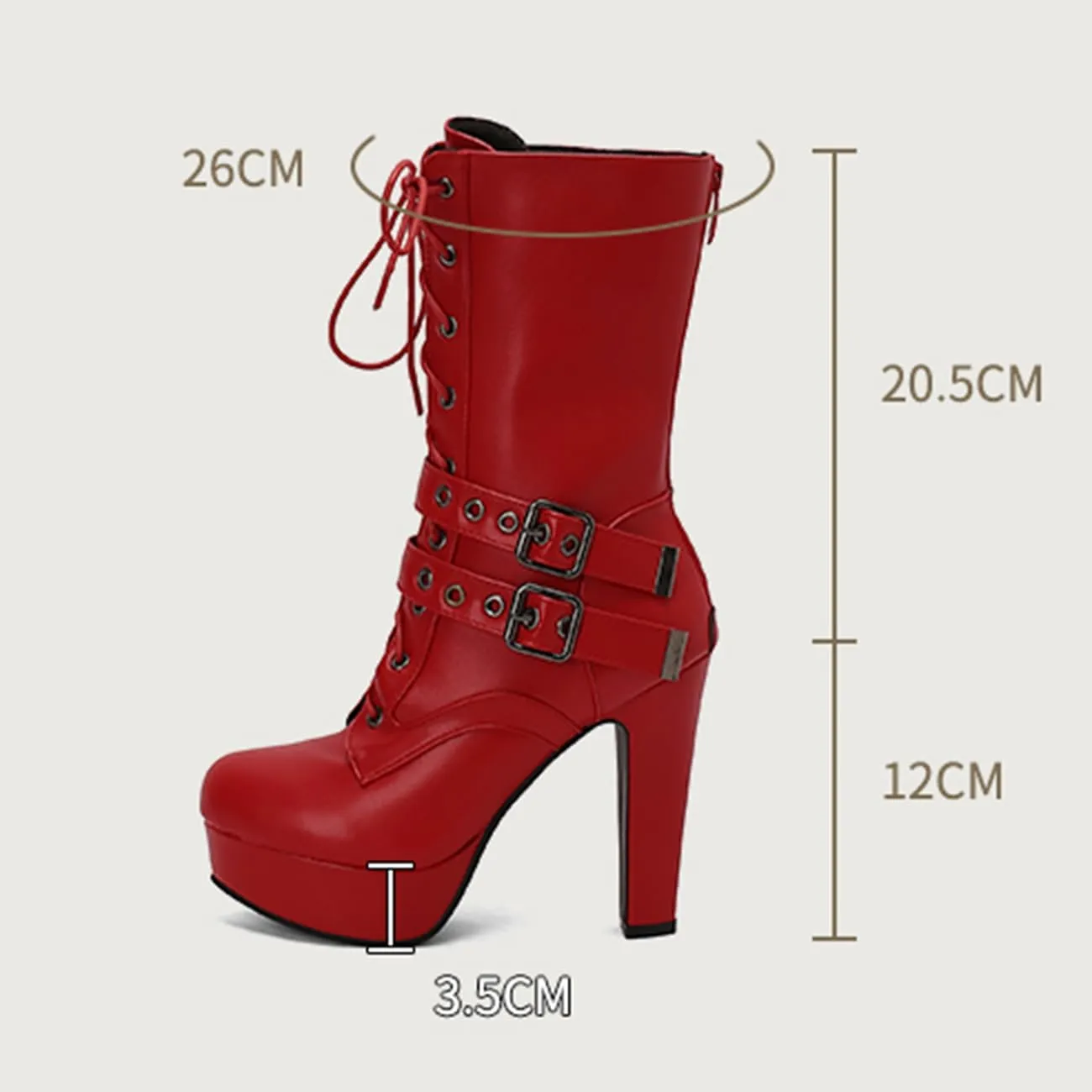 Fashion Womens Chunky High Heels Ankle Boots Lace up Platform Heels Booties