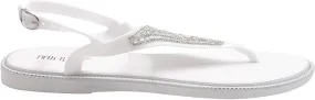 Fifth & Luxe Women's Slip-On PCU Thong Sandals with Rhinestone Upper, Open-Toe Flat Fashion Summer Shoes