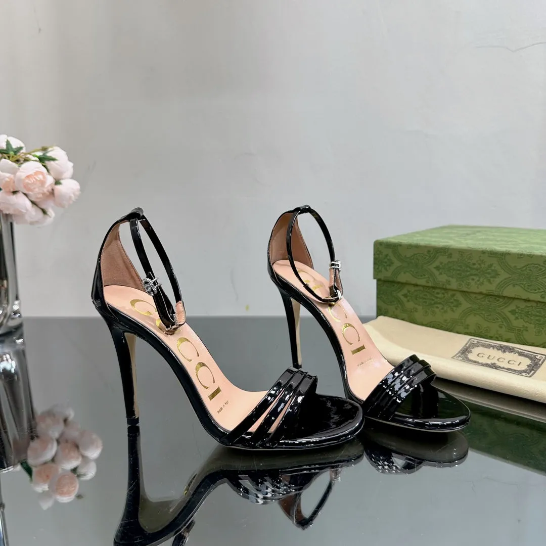 GG 105 HIGH HEEL SANDAL BLACK LAMBSKIN