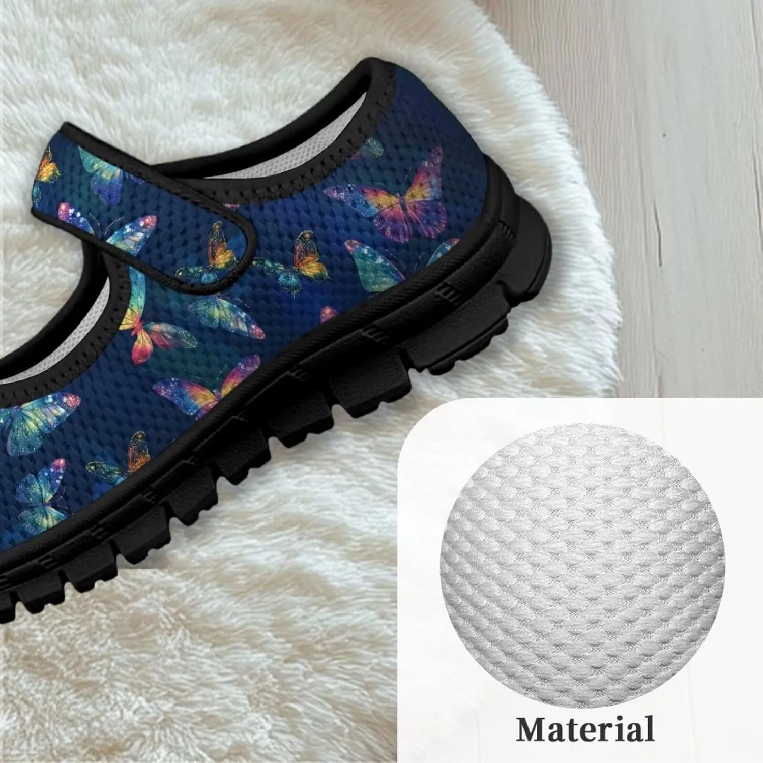 Girl's Animal Pattern Running Shoes Mesh Children's Mary Jane Shoes Slip On Sports Shoes Magic Sticker Casual Shoes