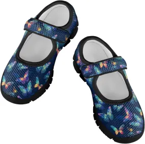 Girl's Animal Pattern Running Shoes Mesh Children's Mary Jane Shoes Slip On Sports Shoes Magic Sticker Casual Shoes