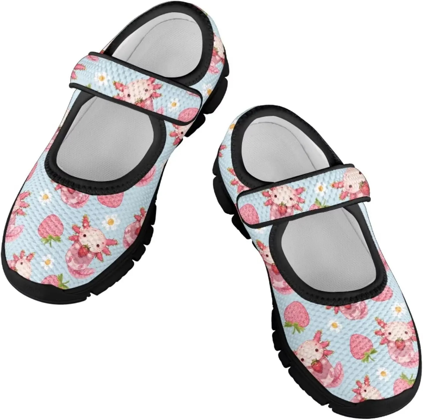 Girl's Animal Pattern Running Shoes Mesh Children's Mary Jane Shoes Slip On Sports Shoes Magic Sticker Casual Shoes