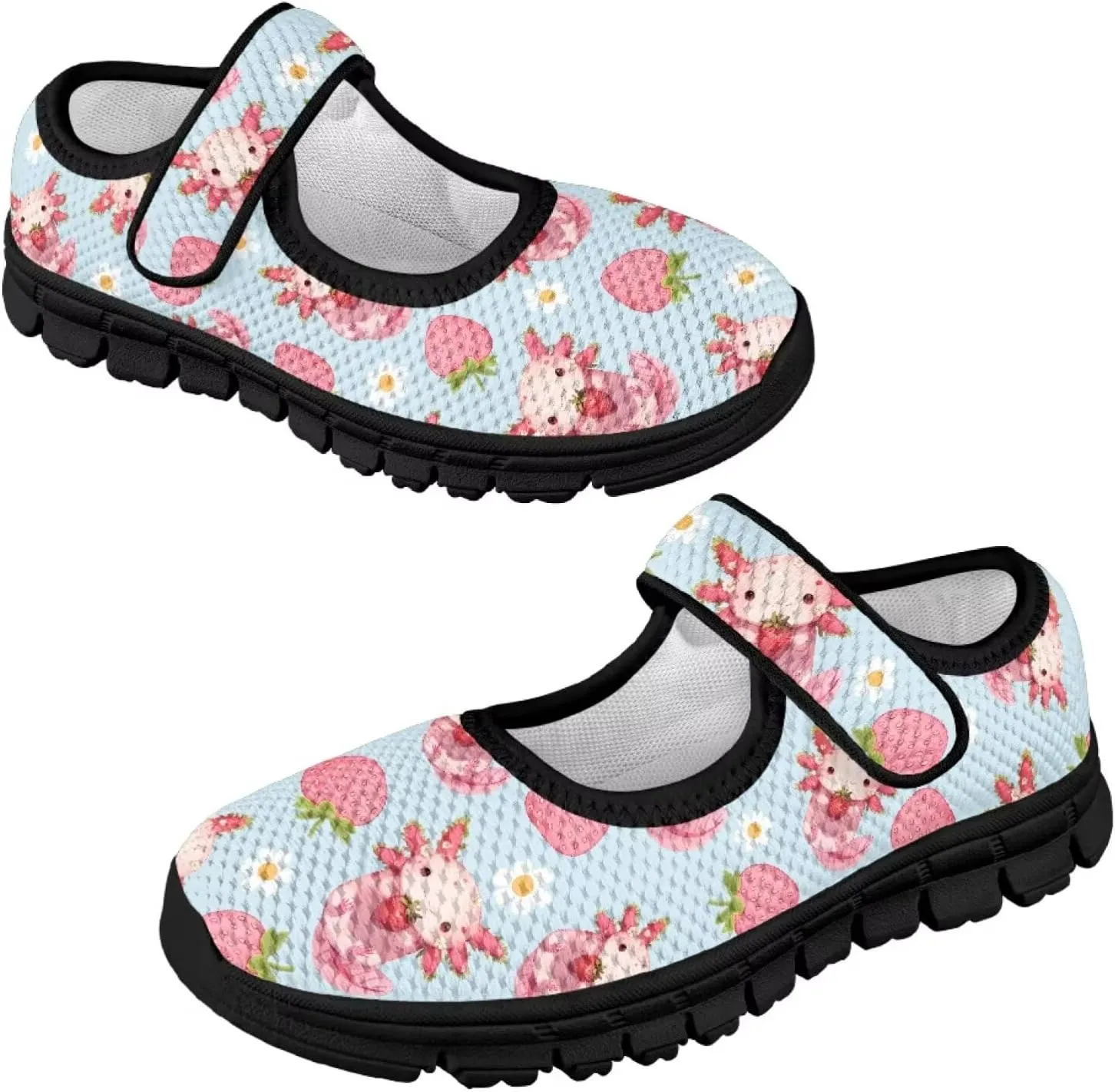Girl's Animal Pattern Running Shoes Mesh Children's Mary Jane Shoes Slip On Sports Shoes Magic Sticker Casual Shoes