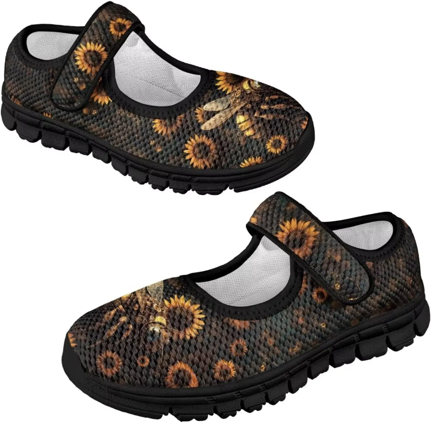 Girl's Animal Pattern Running Shoes Mesh Children's Mary Jane Shoes Slip On Sports Shoes Magic Sticker Casual Shoes