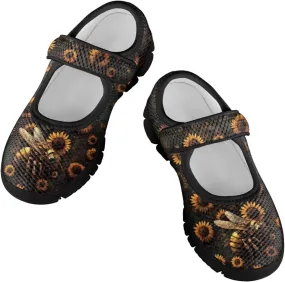 Girl's Animal Pattern Running Shoes Mesh Children's Mary Jane Shoes Slip On Sports Shoes Magic Sticker Casual Shoes