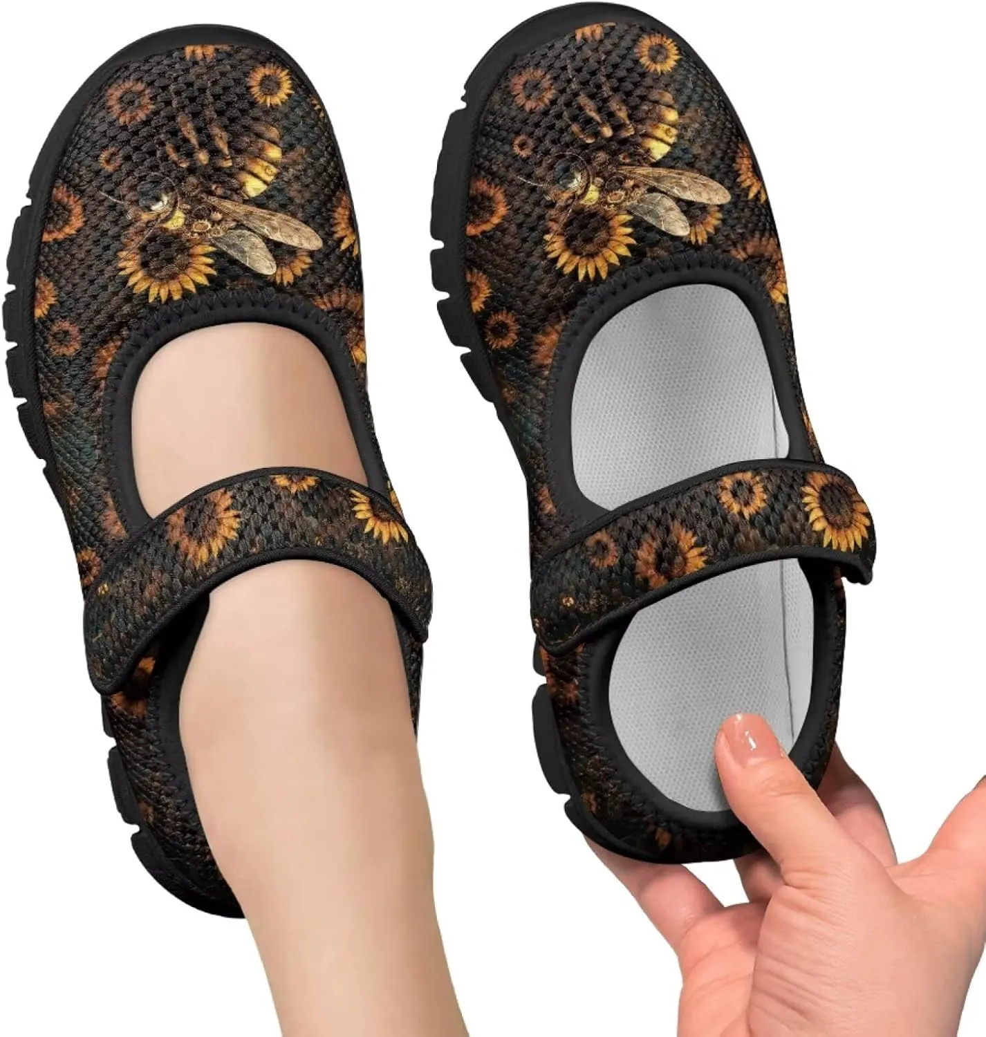 Girl's Animal Pattern Running Shoes Mesh Children's Mary Jane Shoes Slip On Sports Shoes Magic Sticker Casual Shoes