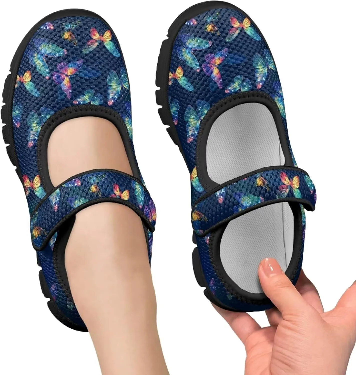 Girl's Animal Pattern Running Shoes Mesh Children's Mary Jane Shoes Slip On Sports Shoes Magic Sticker Casual Shoes