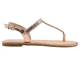 Gold Toe Ladies Fashion Sandals Metallic Thong Slingback Summer Flats