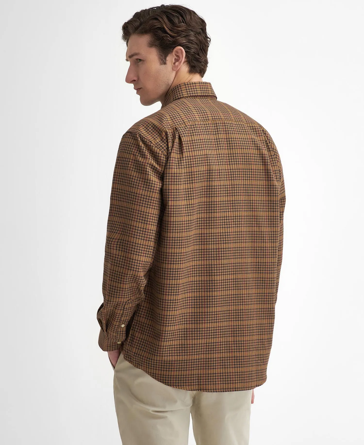 Henderson Regular Thermo Weave Checked Shirt - Stone