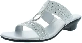 Karen Scott Womens Eanna Sandals Embellished Kitten Heels White 9 Medium (B,M)