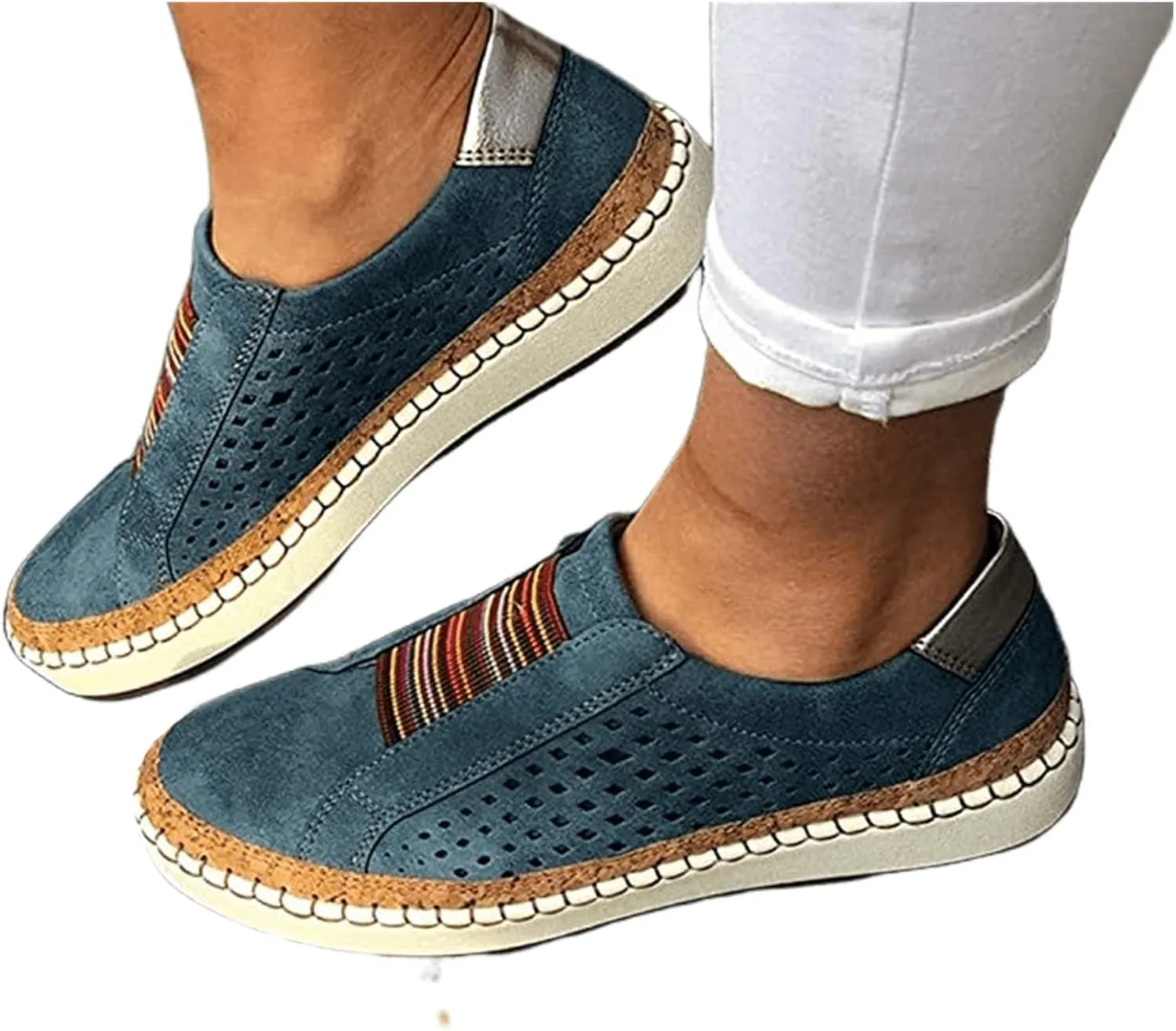 Ladmiple Womens Shoes Dressy Casual Comfortable Orthopedic Slip On Canvas Shoes Platform Walking Sneakers Flats Loafers