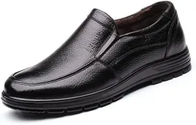 Loafer Shoes Driving Moccasins for Men Faux Fur Lined Option Round Toe Stitching Details Genuine Leather Warm Lightweight Anti-Slip Flexible Driving for Any Attire