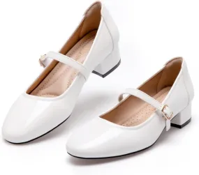 Mary Jane Shoes Low Heels Dress Pumps for Women With Adjustable Ankle Strap - 2 Inch Chunky Heel for Dressy Casual Occasions