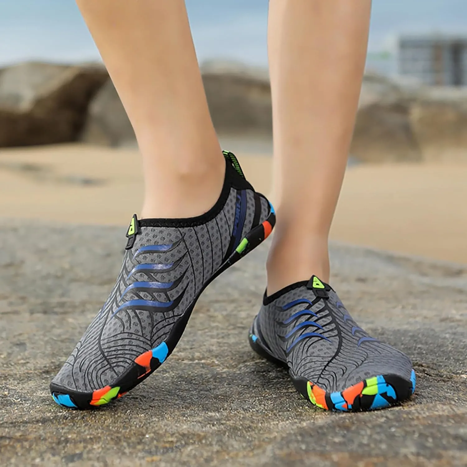 Mens Water Shoes Wide Feet Barefoot Aqua Socks Quick Dry Water Hiking Shoes for Pool Hiking Training Outdoor Water Sports