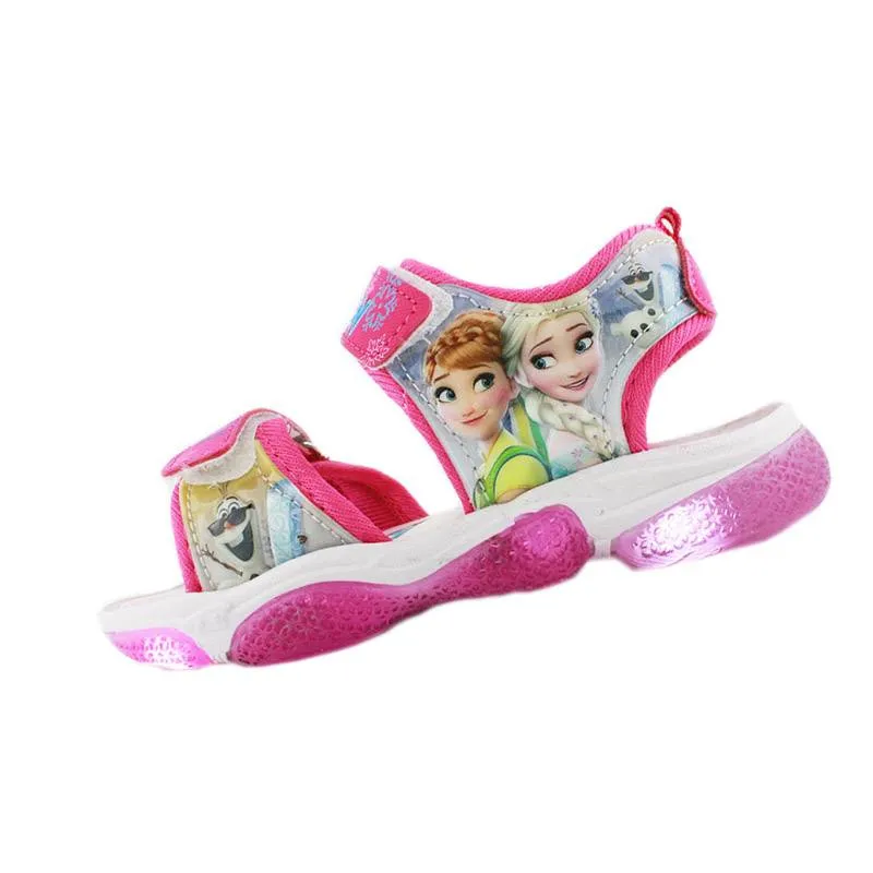New Led Light Frozen Elsa And Anna Girls Sandals