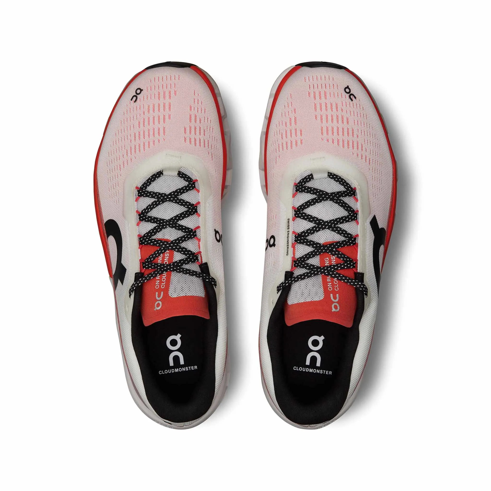 On Womens Cloudmonster 2 Running Shoes - Sleek White/Flame Design for Ultimate Comfort and Performance