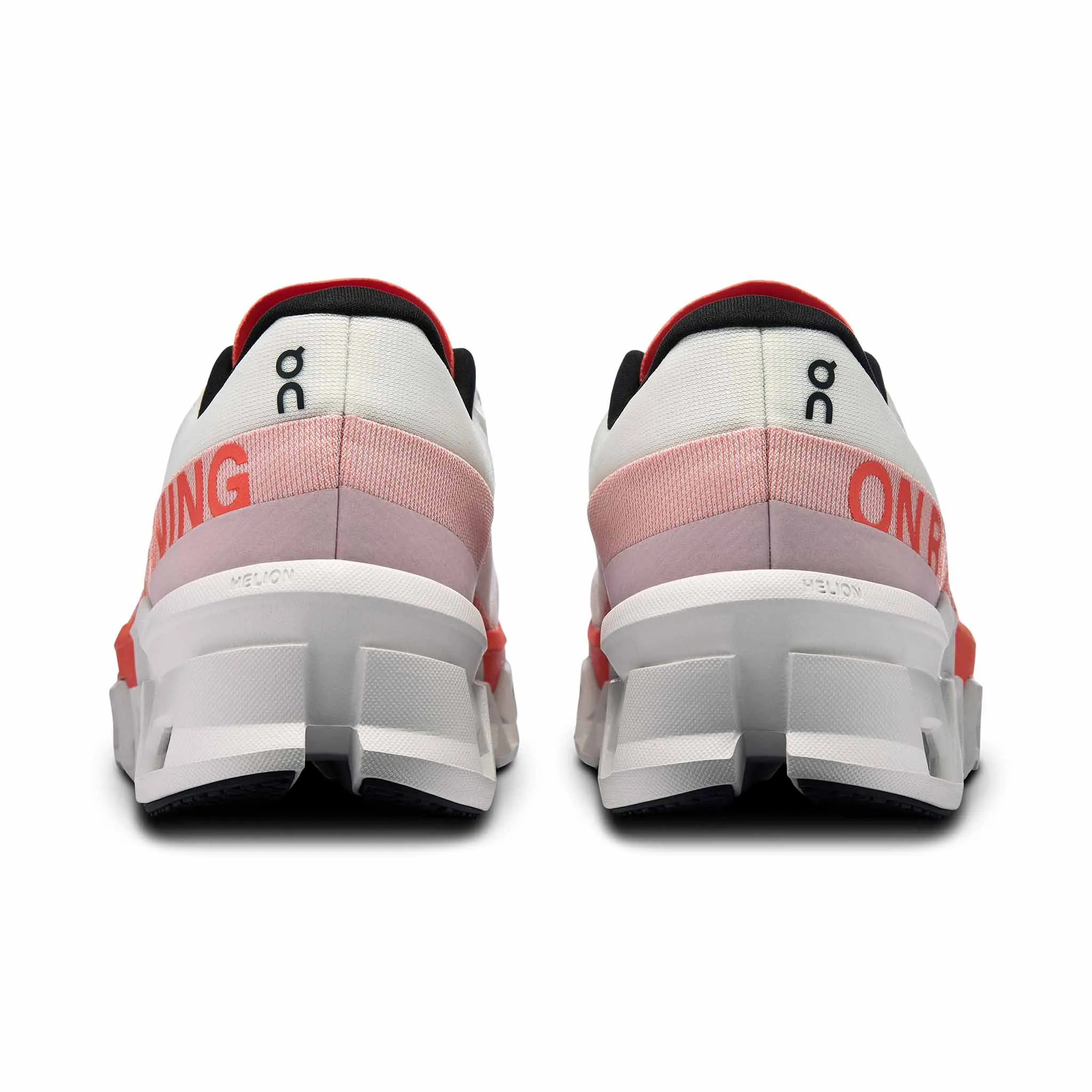 On Womens Cloudmonster 2 Running Shoes - Sleek White/Flame Design for Ultimate Comfort and Performance