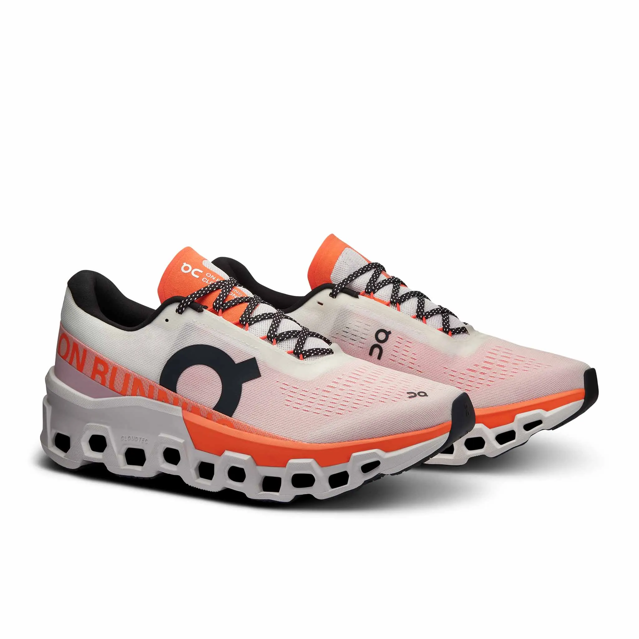 On Womens Cloudmonster 2 Running Shoes - Sleek White/Flame Design for Ultimate Comfort and Performance