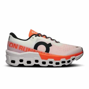 On Womens Cloudmonster 2 Running Shoes - Sleek White/Flame Design for Ultimate Comfort and Performance