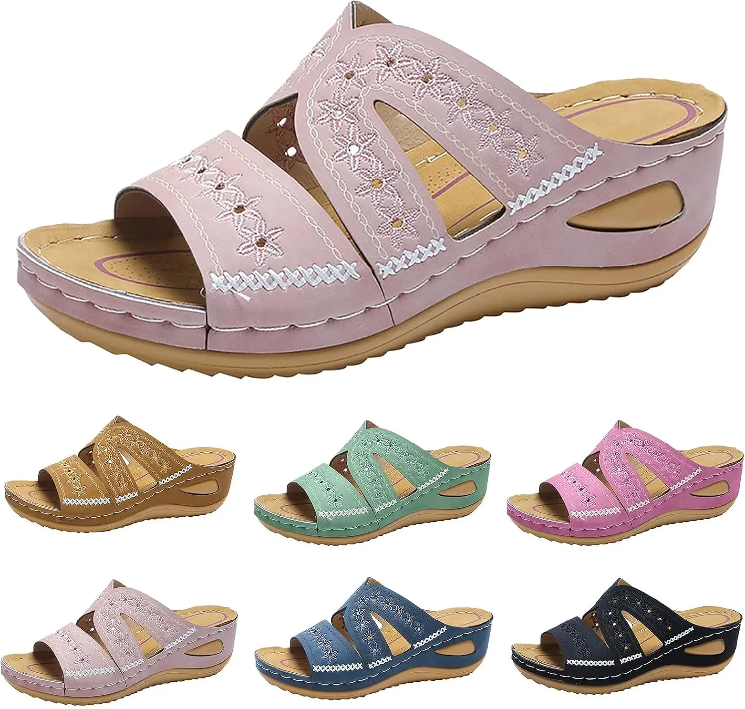 Orthopedic Sandals for Women Dressy Summer Comfortable Walking Sandals with Arch Support Platform Sandals Wedge Slides Shoes