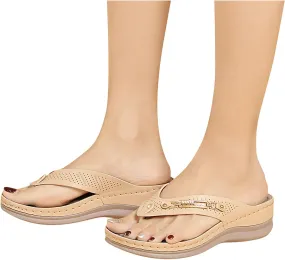 Platform Womens Sandals, Women's Wedges Flip-Flops Beach Sandals Clip Toe Casual Sandals Arch Support Massage Sandals