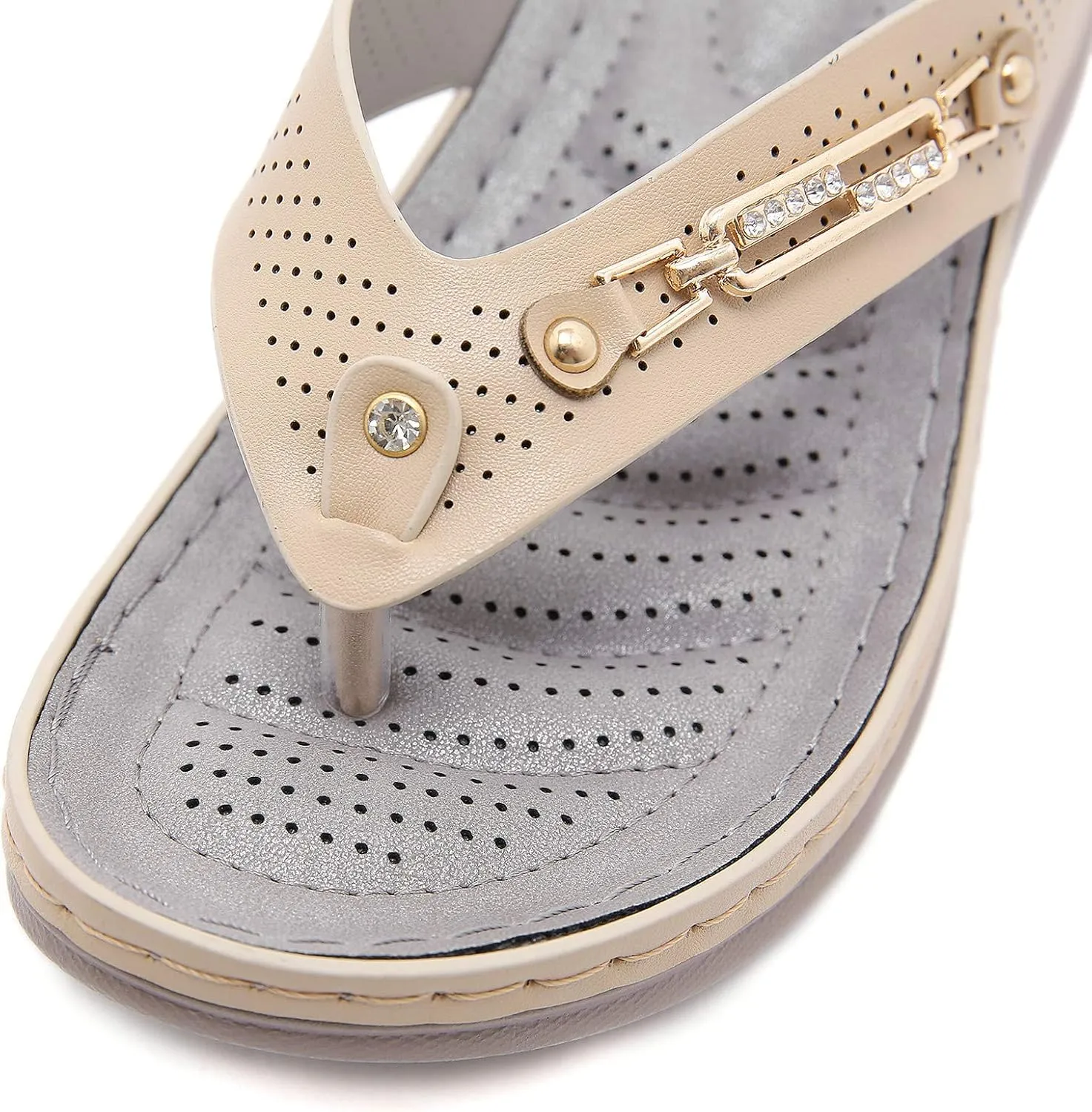 Platform Womens Sandals, Women's Wedges Flip-Flops Beach Sandals Clip Toe Casual Sandals Arch Support Massage Sandals