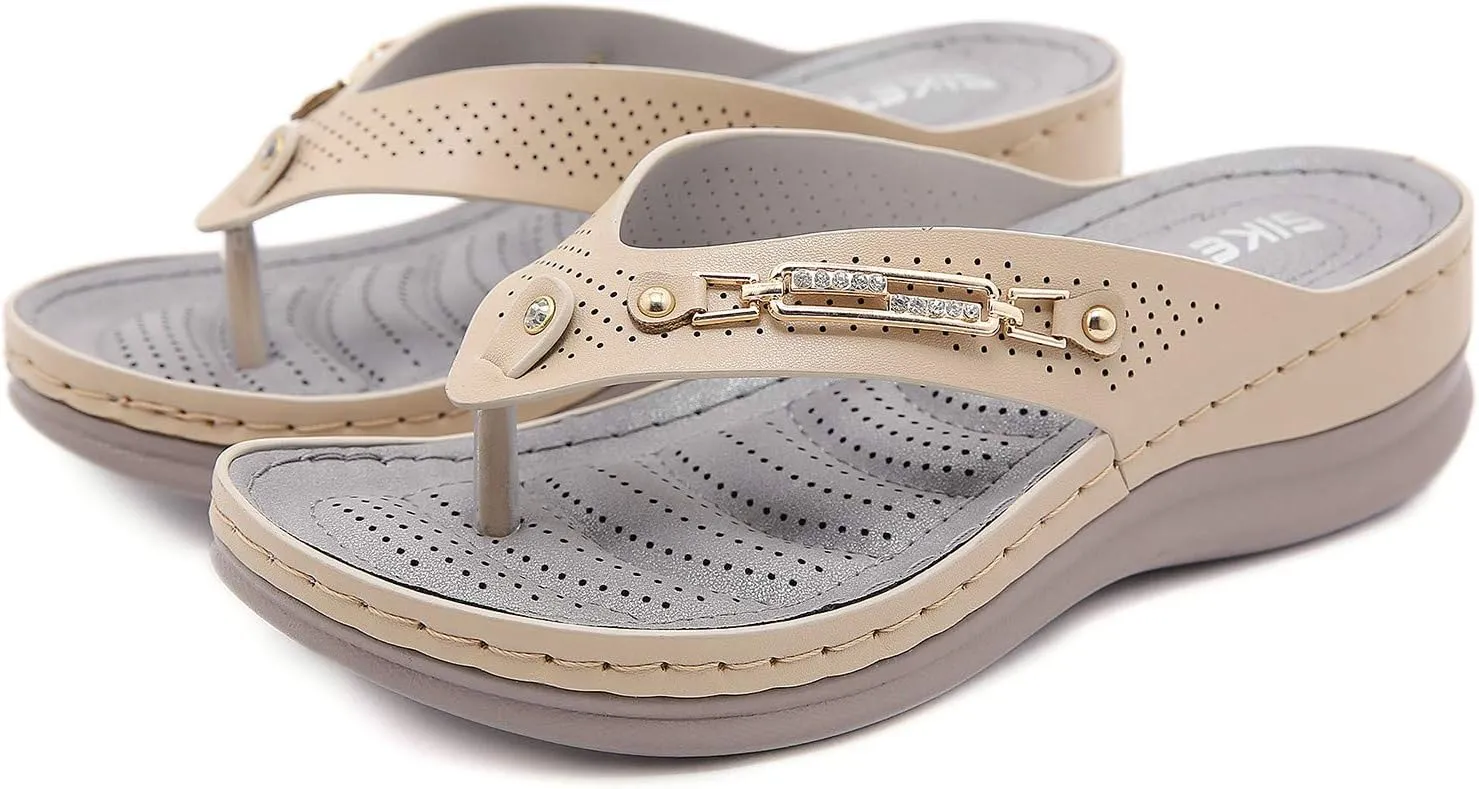 Platform Womens Sandals, Women's Wedges Flip-Flops Beach Sandals Clip Toe Casual Sandals Arch Support Massage Sandals